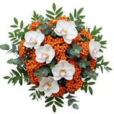 Amazing Cymbidium Orchids Bouquet with Rowan Berries - Flowers Box London