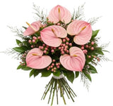 Anthurium with Astilbe and Hypericum Bouquet - Flowers Box London