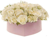Beautiful White Spray Roses Heart Box - Flowers Box London