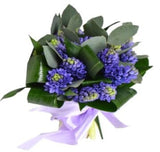 Blue Hyacinth with Greenery Bouquet - Flowers Box London