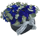 Blue Roses with Eucalyptus Luxury Box - Flowers Box London