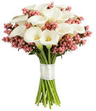 Bouquet of Calla Lily with Pink Snowberry - Flowers Box London