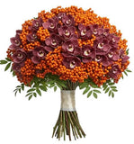 Bouquet of Cymbidium Orchids and Rosehip Berries - Flowers Box London