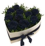 Box of Blue Roses with Greenery - Flowers Box London