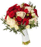 Bridal Bouquet of Red and Ivory Roses - Flowers Box London