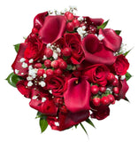 Calla Lily and Red Roses Bridal Bouquet - Flowers Box London