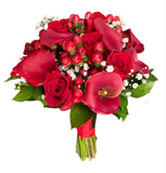 Calla Lily and Red Roses Bridal Bouquet - Flowers Box London