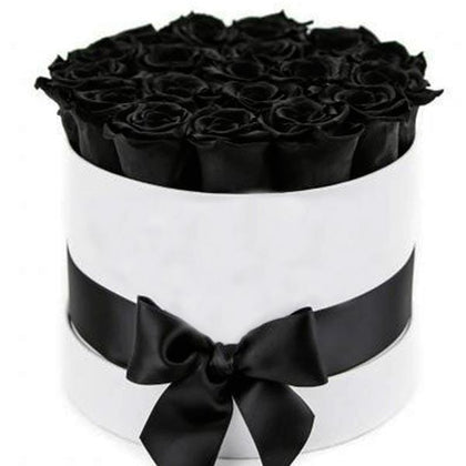 Forever Black Roses Box - Rose Head Ø 5cm. - Flowers Box London