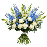 Gorgeous Bouquet of Snapdragon and Delphinium with Roses - Flowers Box London