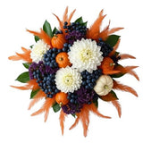 Harvest Feathers & Dahlia Charm Bouquet - Flowers Box London