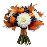 Harvest Feathers & Dahlia Charm Bouquet - Flowers Box London