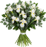 Iris and Freesias Eucalyptus Bouquet - Flowers Box London