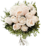 Ivory Roses with Wax Flowers Bouquet - Flowers Box London