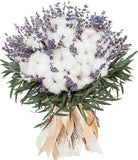 Lavender with Cotton and Greenery Bouquet - Flowers Box London