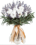 Lavender with Cotton and Greenery Bouquet - Flowers Box London