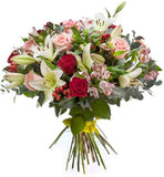 Lily and Blushed Roses Bouquet - Flowers Box London