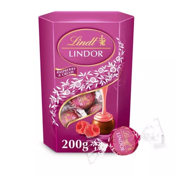 Lindt Lindor Raspberry & Cream Truffles 200g - Luxurious Chocolate