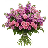 Lovely Bouquet of Stocks and Pink Roses - Flowers Box London