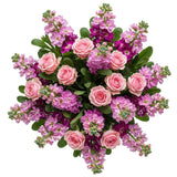 Lovely Bouquet of Stocks and Pink Roses - Flowers Box London