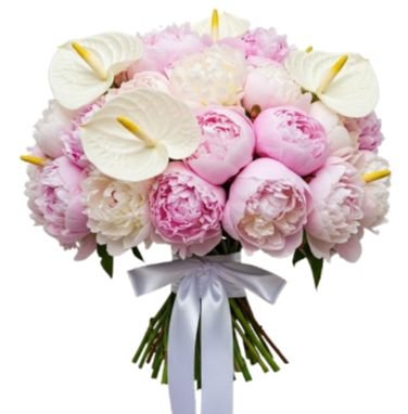 Luxury Bouquet of Pink and White Peonies with Anthurium – Elegant and ...