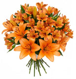 Orange Lily with Alstroemeria Bouquet - Flowers Box London