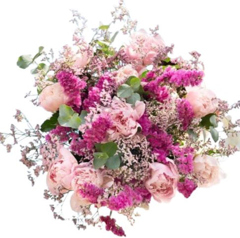 Pretty Peonies in Pink Limonium Bouquet