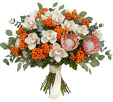 Rowan Glow and Protea Luxury Bouquet - Flowers Box London