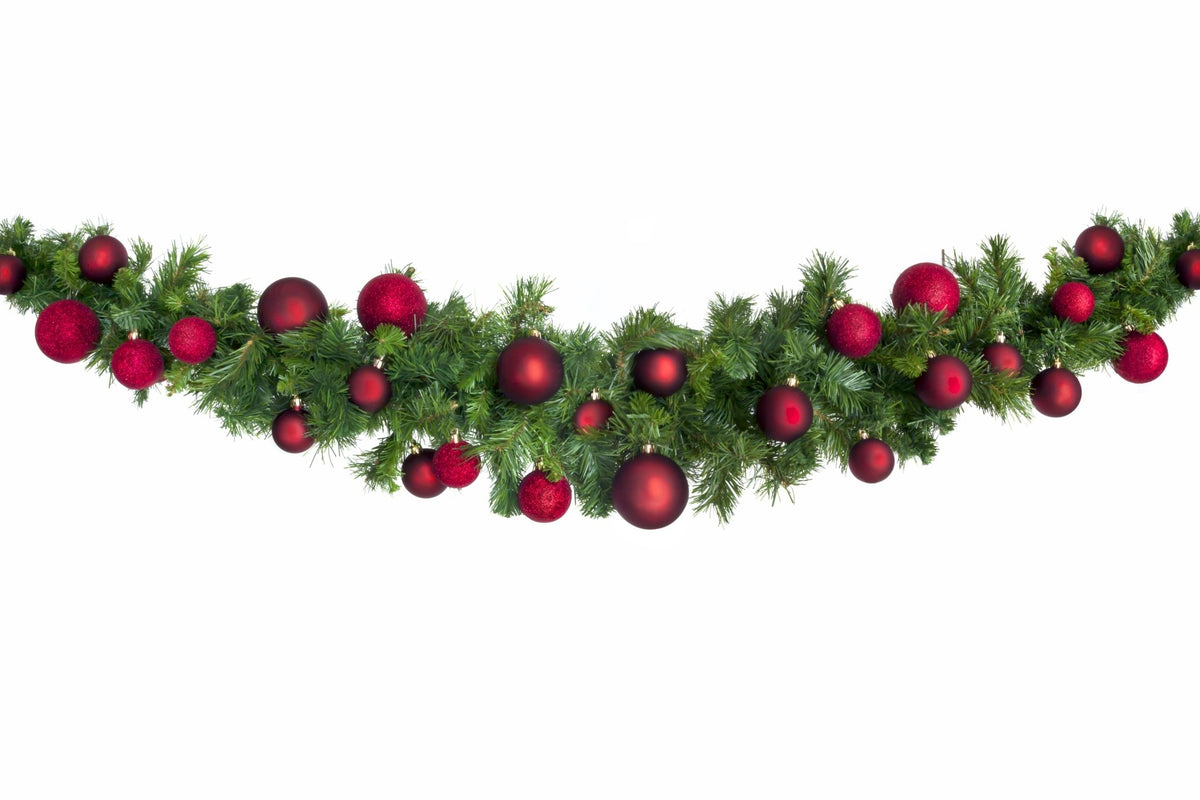 6 Feet Plastic Mixed Ball Garland - 8 Inches Width - Red/Green/Gold - View #6