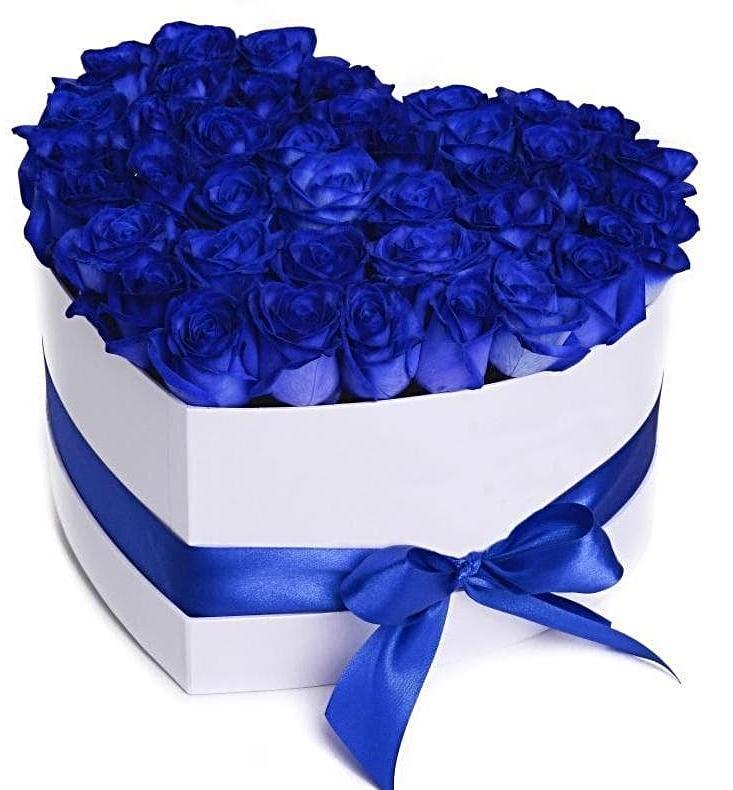 Blue Roses Heart Box