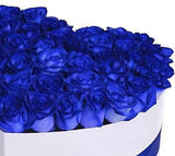 Blue Roses Heart Box - Flowers Box London