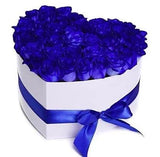 Blue Roses Heart Box - Flowers Box London