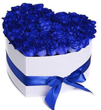 Blue Roses Heart Box - Flowers Box London