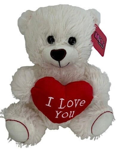 White Teddy Bear with Heart I Love You 30cm by Flowers Box London Swift UK Delivery