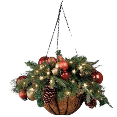 Holiday Hanging Basket with Baubles