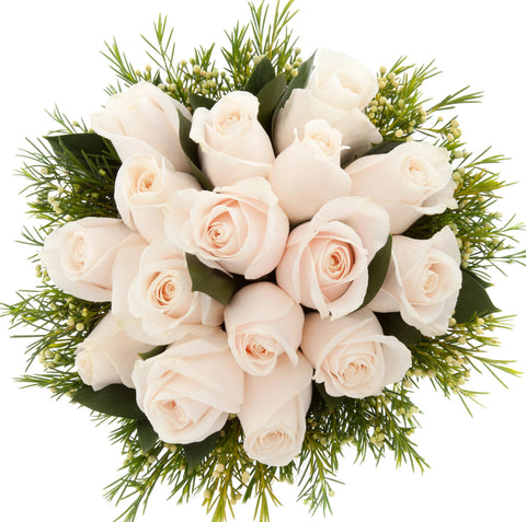 Ivory Roses with Wax Flowers Bouquet
