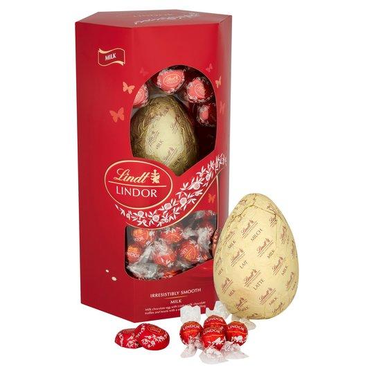 Lindt Lindor Milk Chocolate Shell Egg Large Flowers Box London