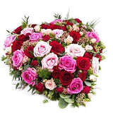 Luxury Pink & Red Roses Heart - Flowers Box London