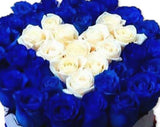 Luxury White Heart on Blue Box - Flowers Box London
