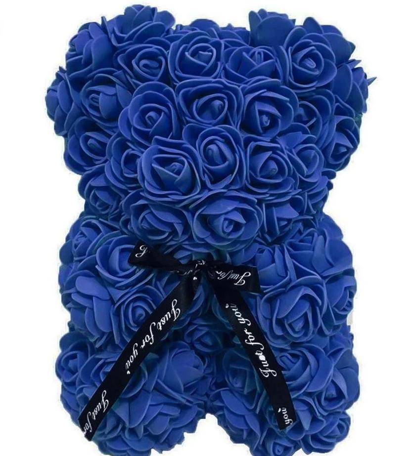 Mini Luxury Navy Blue Rose Teddy Bear - Main Image