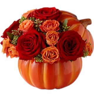 Orange and Red Charm Pumpkin Arrangement | Fall Floral Decor | Flowers ...