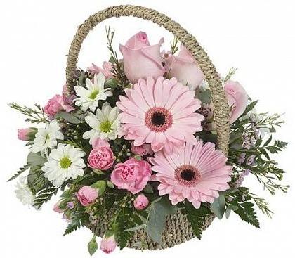 Pastel Flowers in Basket