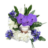 Purple Flower Box with a Candle - Flowers Box London