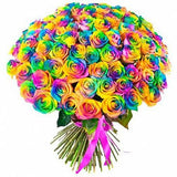 Rainbow Roses Bouquet - Flowers Box London