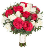 Red and White Bridal Bouquet - Flowers Box London