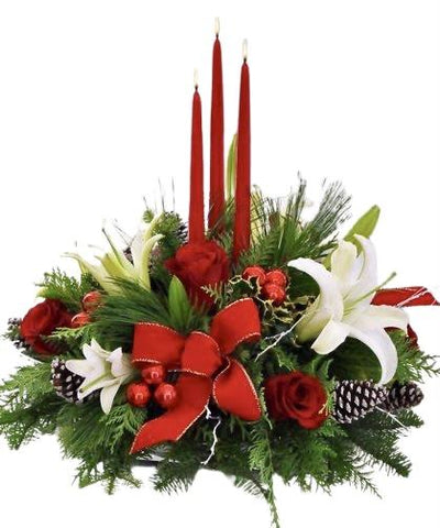 Red and White Christmas Centerpiece