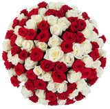 Red and White Roses Bouquet - Flowers Box London