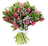 Red Tulips with Gypsophila