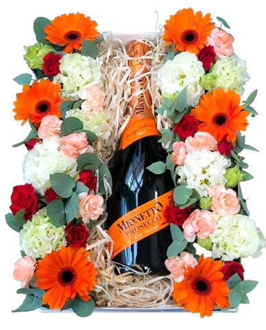 Spring Flowers with Champagne Gift Box