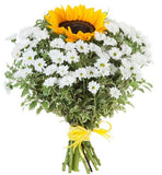 Sunflower and Santini Chrysanthemum Bouquet - Flowers Box London