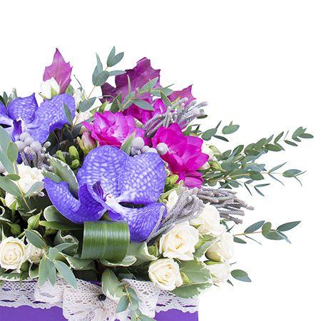 Purple and White Vanda Orchids Signature Box Purple and White Vanda Orchids Signature Box